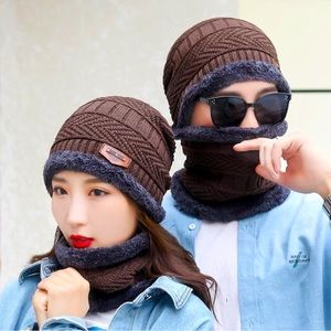 Men and Women Winter Warm Beanie Hat and Scarf Ski Skull Cap high quality 2 in 1